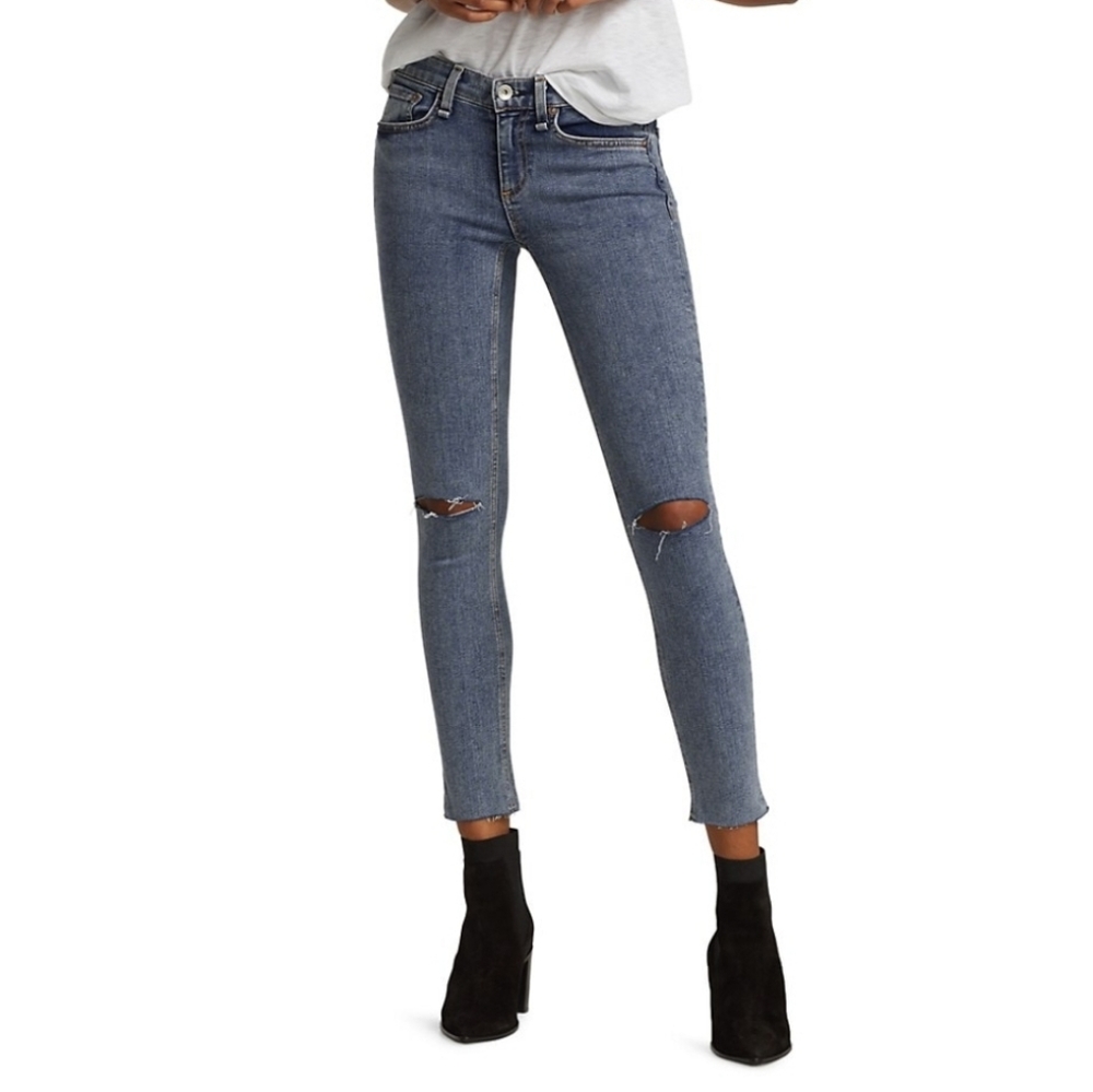 rag & bone Dre Low-Rise Skinny Skinny Distressed Frayed Hems Jeans 23